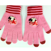 腈綸紗+手指觸摸的導(dǎo)電紗觸屏手套（粉色，黑色）