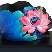 金烏炭雕和樂吉祥組合筆筒紅藍色JW-BT010