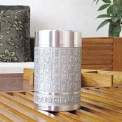 富萊卡純錫茶葉罐蘭亭序西湖風光